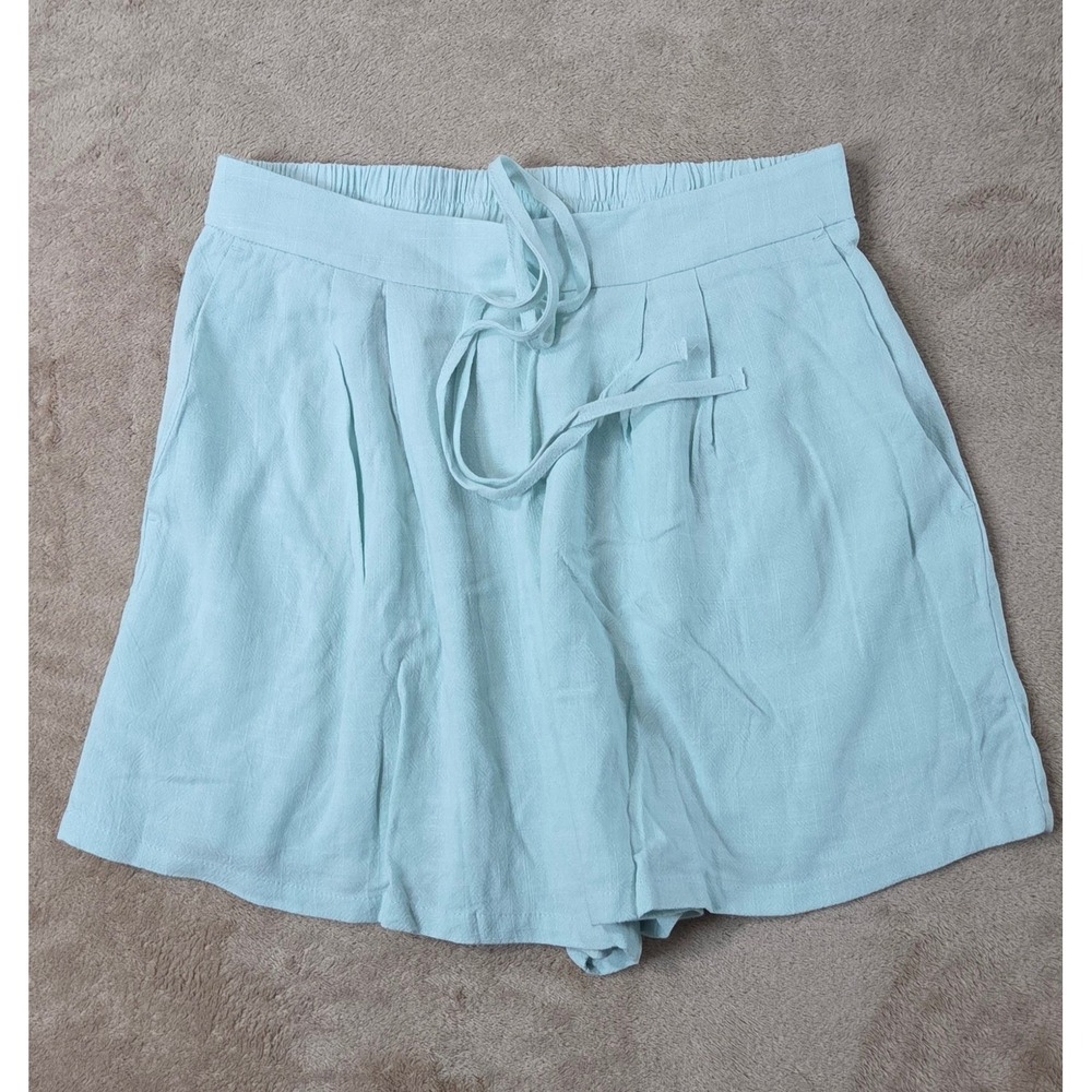 Halara Linen Viscose Blend Short 3" Women S Light Blue High Waisted Stretch EUC